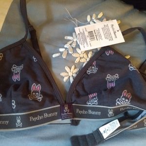 Psycho Bunny Logo Triangle Bra - Grey Hot Pink